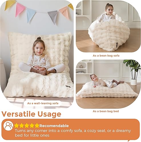 Miniatura 5 de MAXYOYO Silla Puf 3 en 1 para Niños Cama, Sofá de Suelo Infantil para Juegos, Lectura, Cojín de Suelo de Puf Convertible con Funda Lavable a Máquina