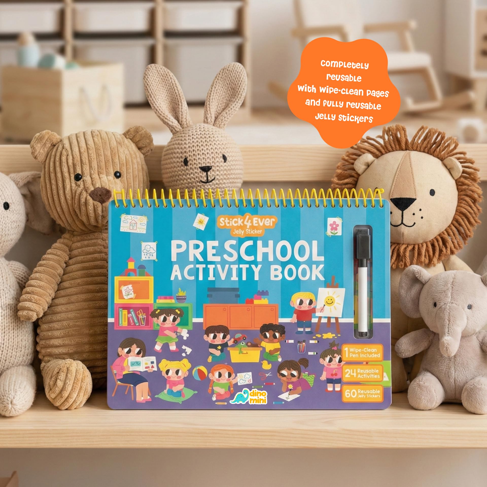 Stick4Ever Vorschul-Aktivitätenbuch – wiederverwendbares Stickerbuch für Kleinkinder von 2–4 Jahren – Saubere, pädagogische Reiseaktivität für Kinder, Jungen und Mädchen – kein Durcheinander
