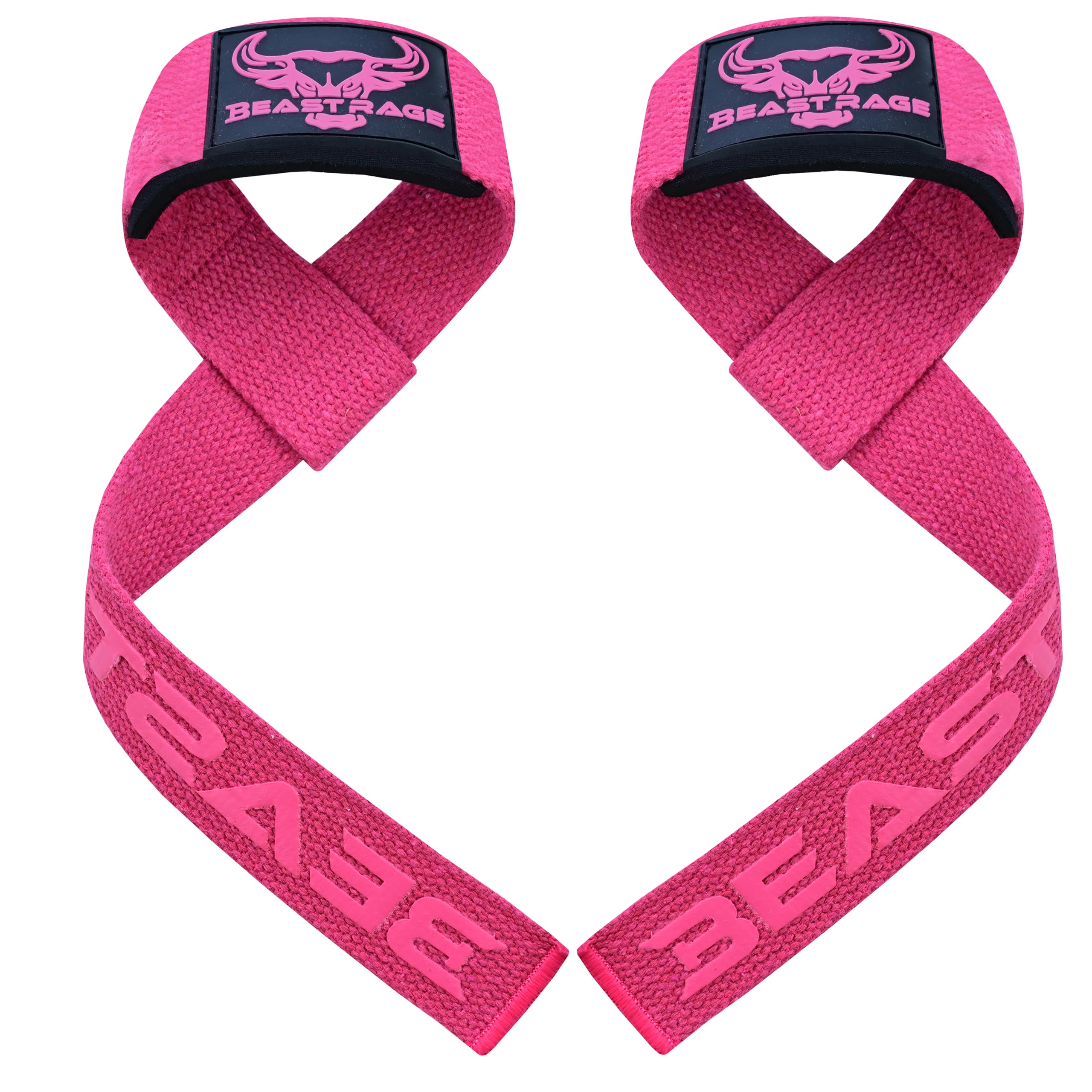 BEAST RAGE Weight Lifting Straps, Premium quality Neoprene Padded, cotton straps,Heavy Duty Gym Straps for Weightlifting, Deadlifting, Powerlifting, Crossfit, Strength Training Fitness (PINK)