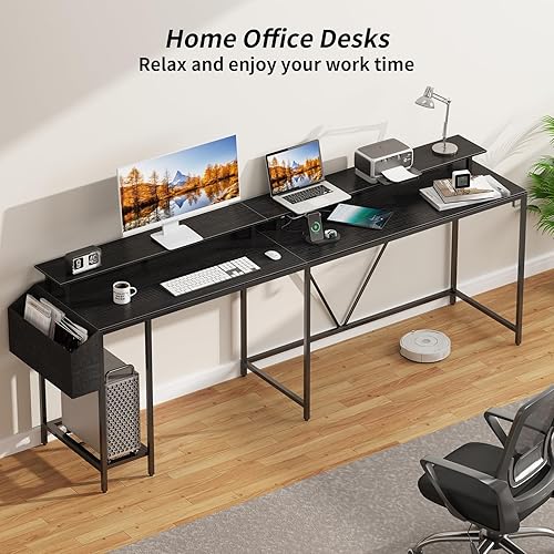 Vista 6 de L Shaped Gaming Desk with Power Outlets and LED Lights, 53 inch Cornor Computer Desk with Storage Shelves, Gamer Desk with Storage Bag and Hooks