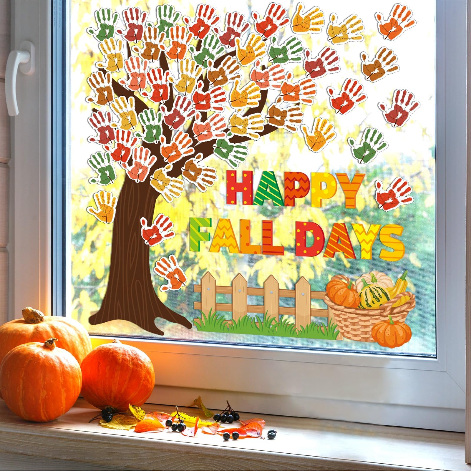 Fall Bulletin Board Decor Kit | 48 Pumpkin & Leaf Cutouts With 98ft Border Set
