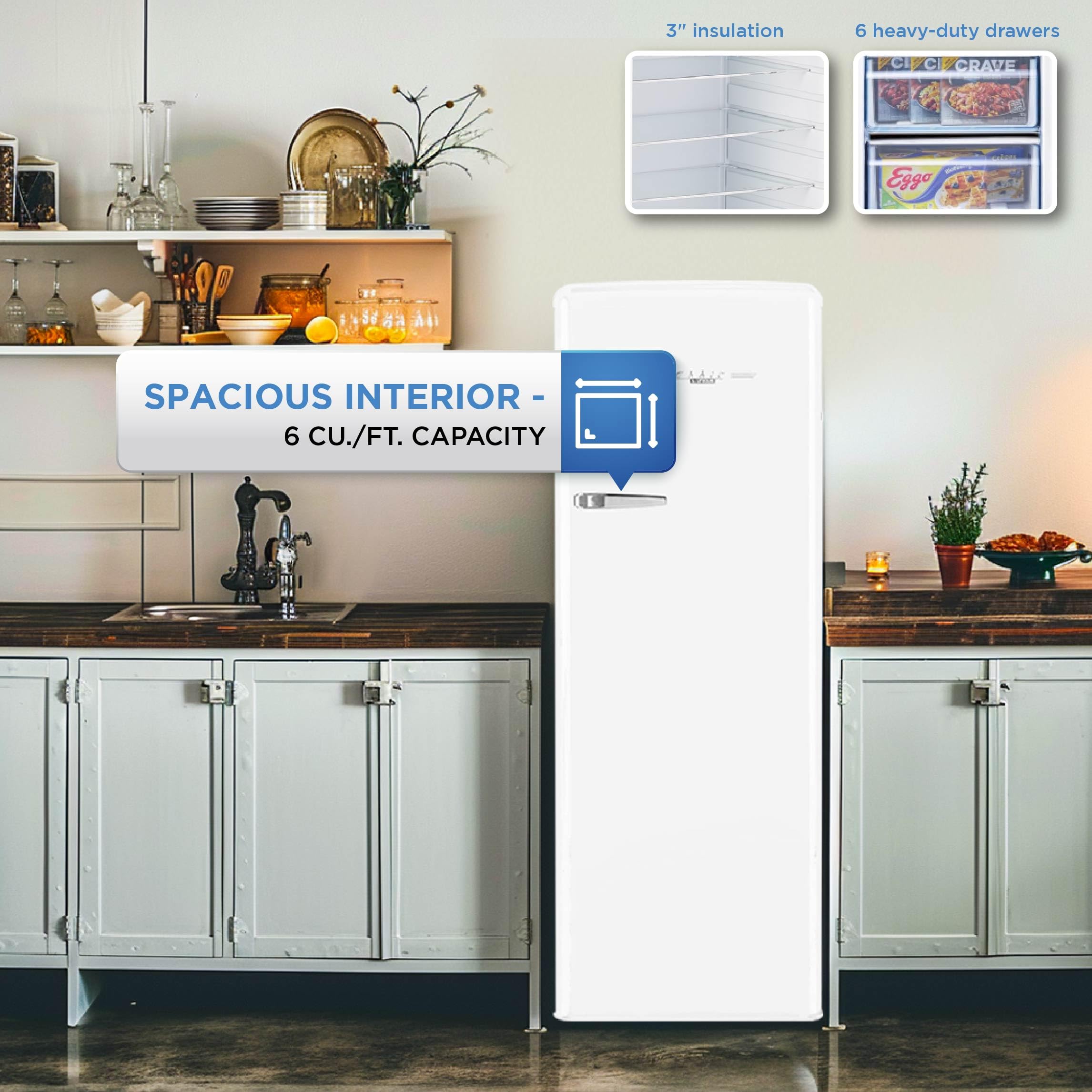 Unique Appliances Off-Grid Classic Retro Solar Powered Dc Upright Freezer, 6 Cu./Ft., Marshmallow White on Fridge.com - View 4