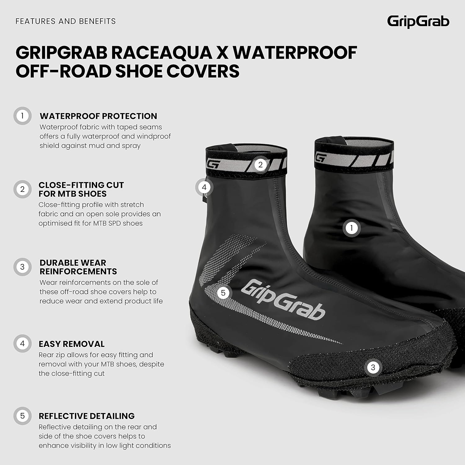 GripGrab RaceAqua X Waterproof Windproof MTB CX Gravel Overshoes Aero Cycling Mountain Bike Cyclocross Rain Shoe Covers