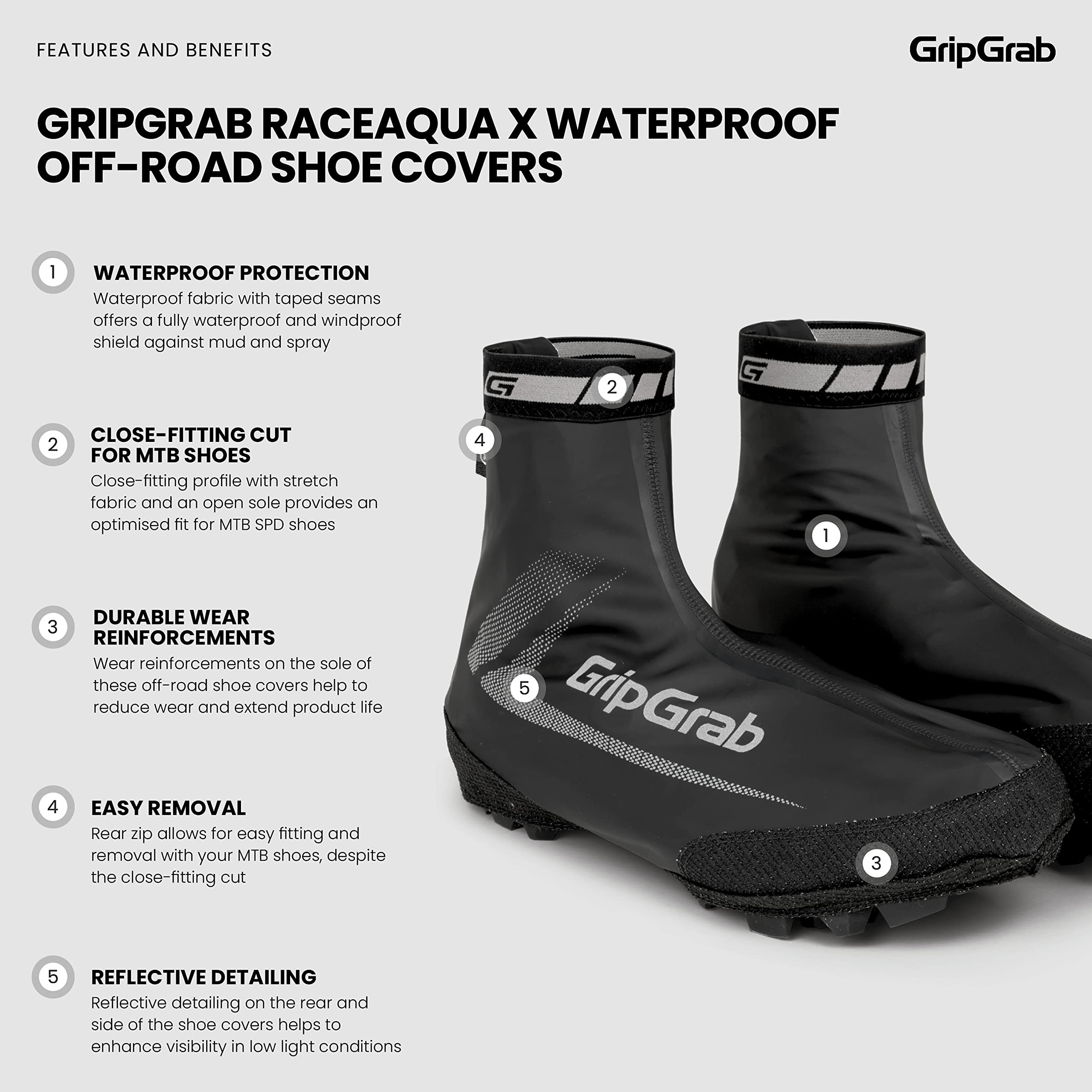 GripGrab Raceaqua X Wasserdichte Winddichte MTB Cx Gravel Aero Überschuhe Radsport Überzieher/Gamaschen für Regen Wetter, Copriscarpe da Bicicletta. Unisex Adulto