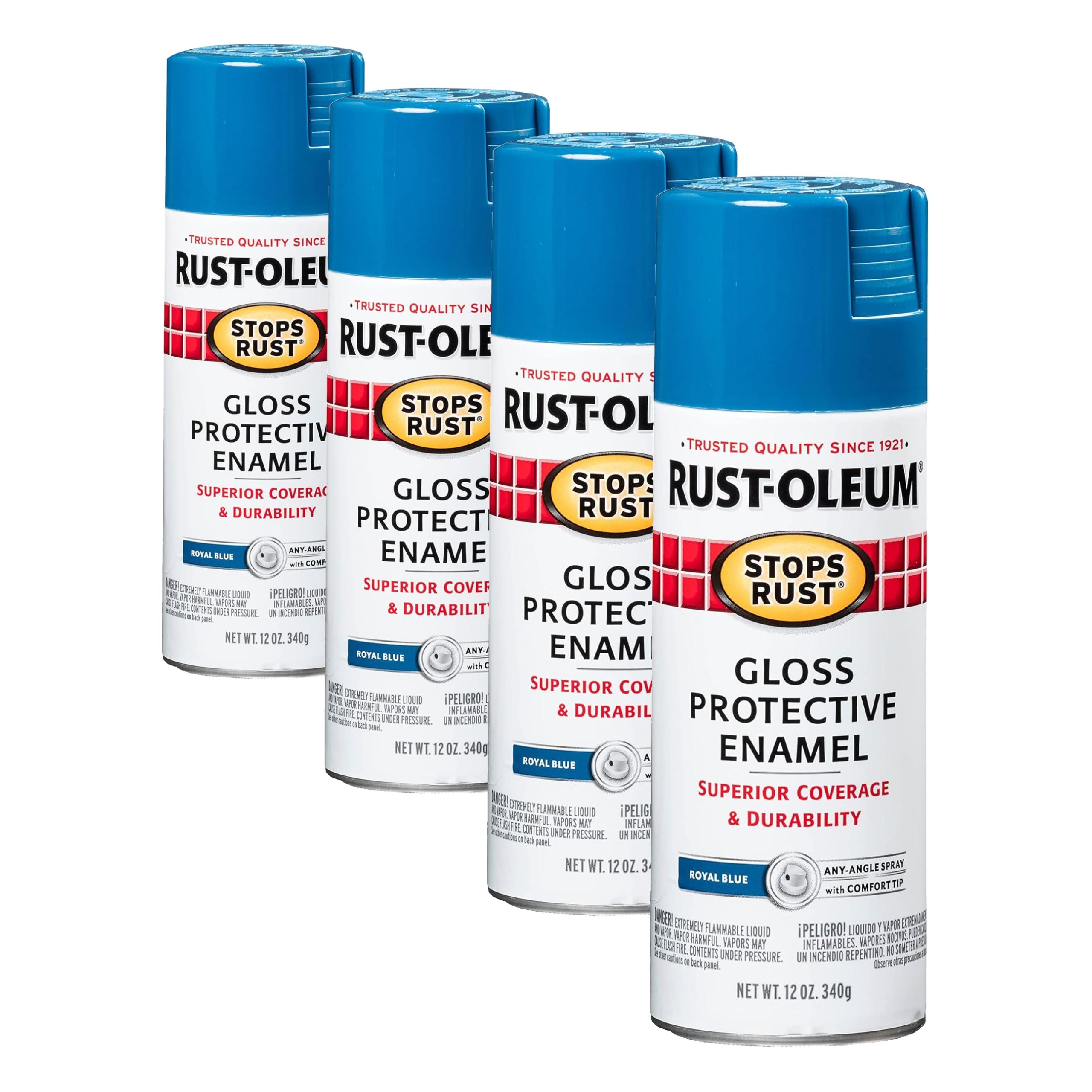 Rust-Oleum 7727830 Stops Rust Spray Paint, 12 oz, Gloss Royal Blue (Pack of 4)