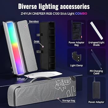 Amazon.com : ZHIYUN CINEPEER C100 100W RGB Stick Light LED APP