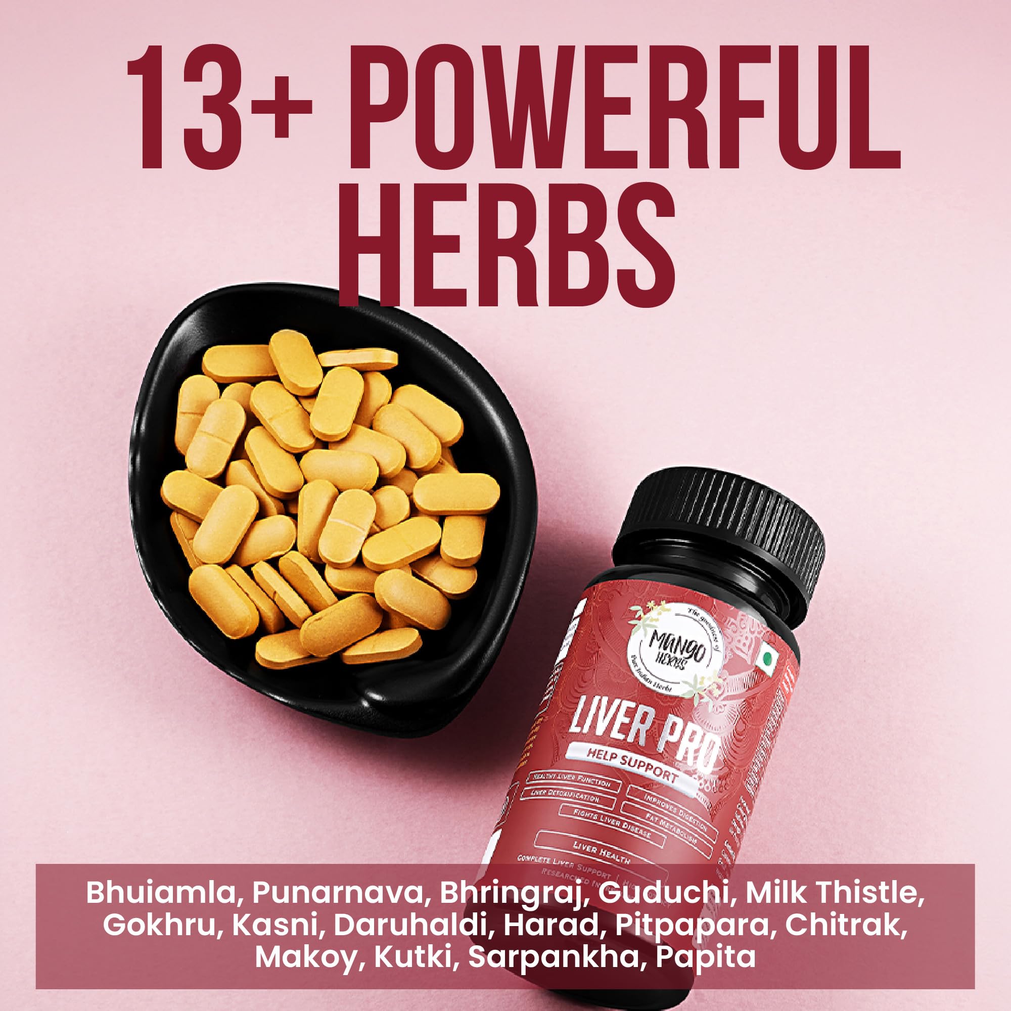 Mango Herbs Liver Pro | Advanced Liver Support with 15 Potent Herbs | Supports Detoxification, Fat Metabolism & Liver Cell Repair | Helps Reduce Fatty Liver & Improve Digestion | No Laxatives or Stimulants | Vegetarian | 60 Tablets 2