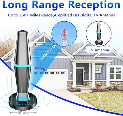Miniatura 5 de Antena de TV digital para Smart TV en interiores, antena digital 2024 para TV sin cable con base magnética fuerte, antena de TV inteligente para