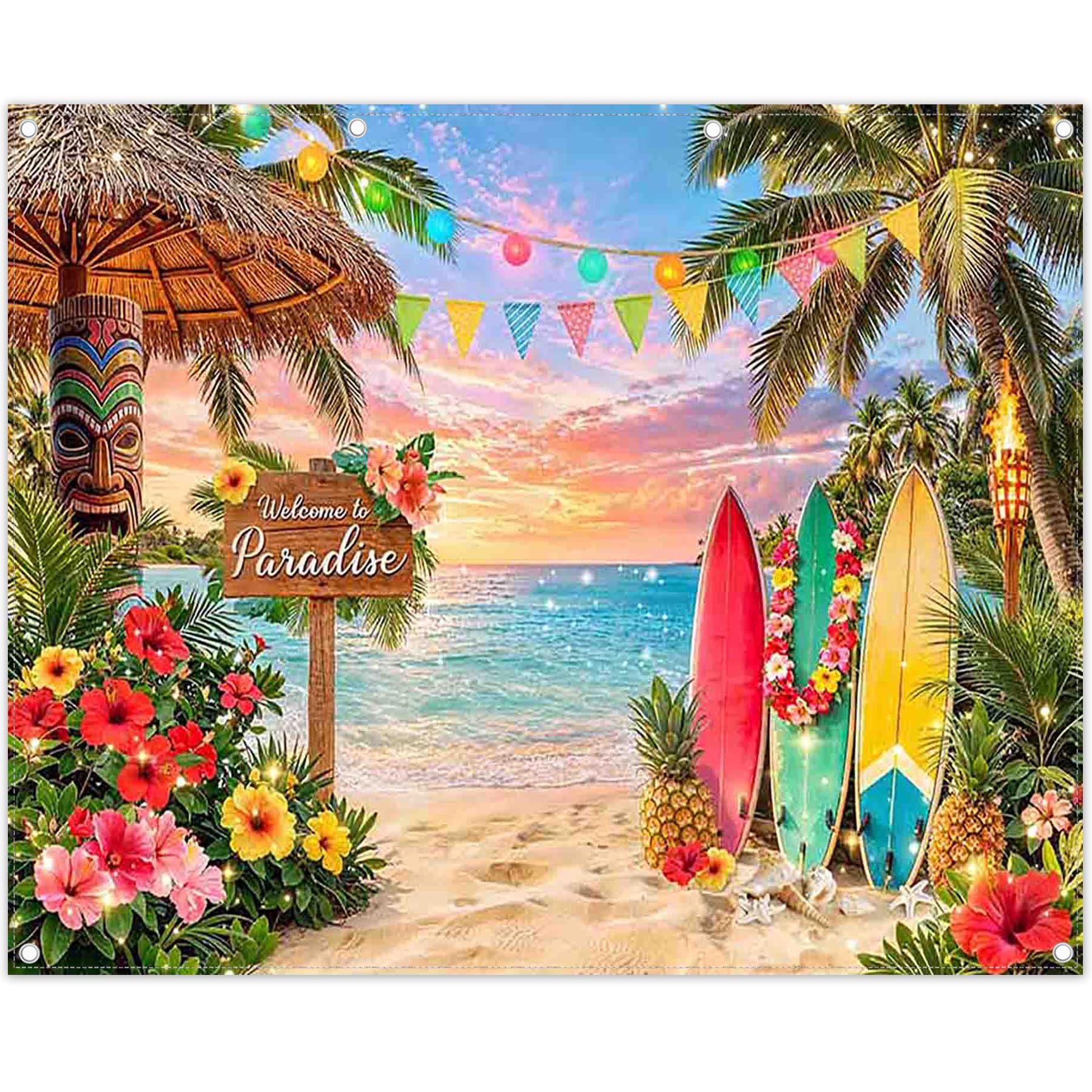 Luminora 3x2,4m Sfondo estivo tropicale sulla spiaggia, luau, palme