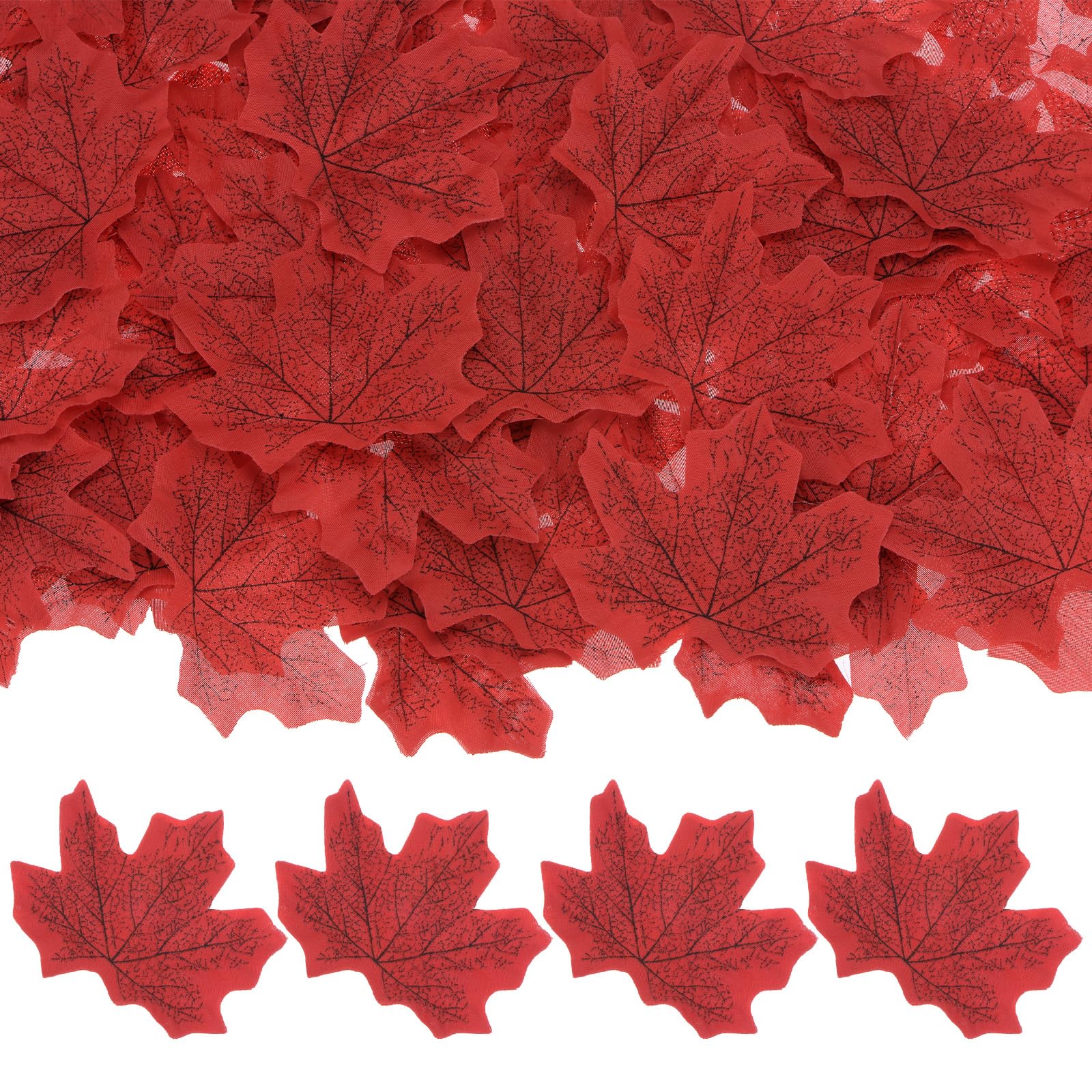 M METERXITY 200-Pack Artificial Maple Leaves, Fake Fall Leaves Faux Autumn Leaves for Thanksgiving/Wedding/Party/Wreaths Decor/Scrapbooking Crafts [Red]