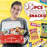 International Snack Box Variety Pack, 35 Count Exotic Foreign Rare Snack Food Gifts with Surprise Item, Premium Mystery Box of Snacks, European Snacks for Adults and Kids