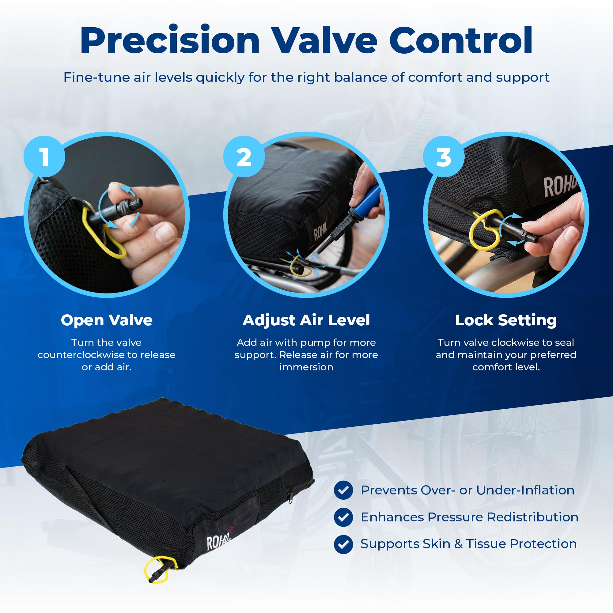 ROHO High Profile Air Cell Wheelchair Cushion 16-17 x 16-17 Standard Cover product thumbnail 5