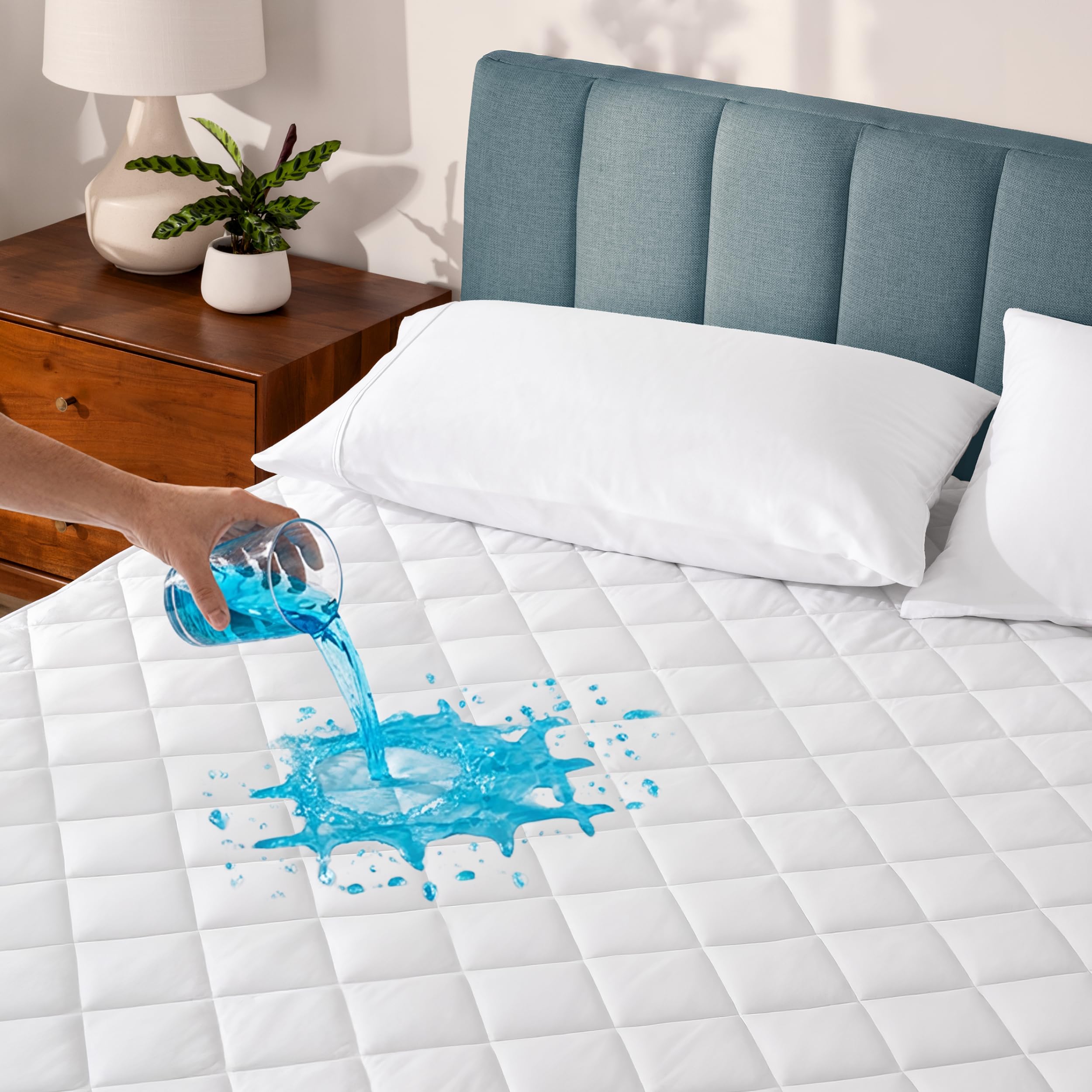 Bare Home Waterproof Quilted Mattress Protector - Cooling Mattress Pad - Protects Against Spills - Easily Washable - Elastic Fitted Mattress Cover -