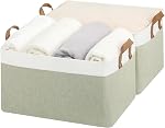 StorageWorks Fabric Storage Bins, Large Closet Organizers and Storage for Clothes, Storage Baskets for Shelves, Linen Storage Box with Handles & Metal Frame, Natural Color, 2-Pack