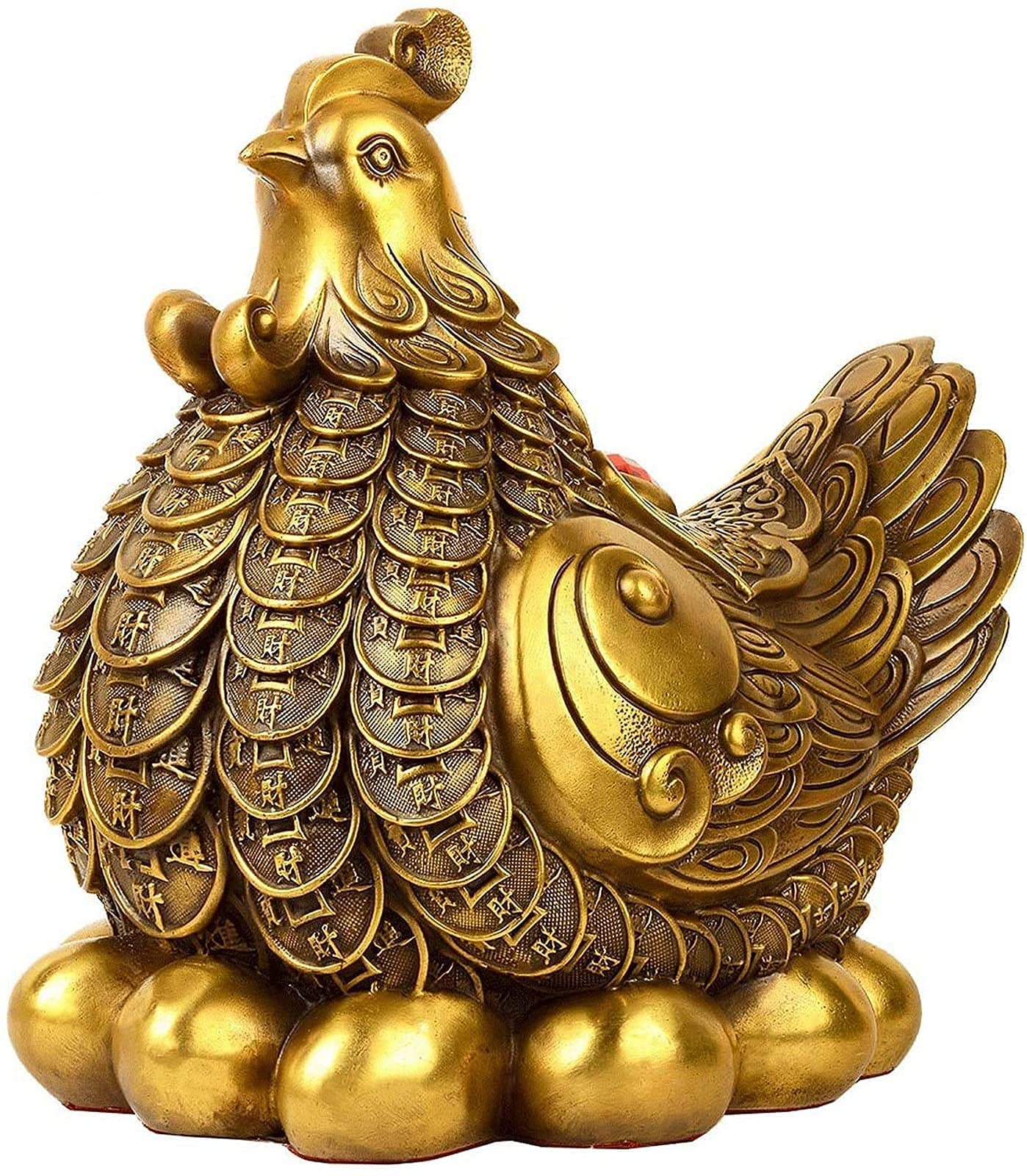 Sculpture de poule à couver dorée, objet d'art artisanal d'ameublement