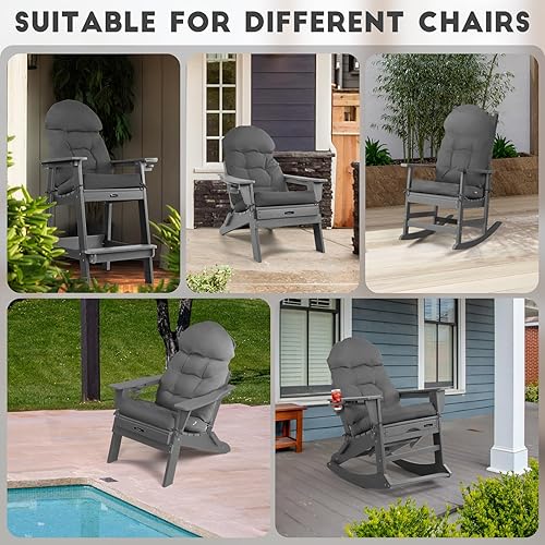 Miniatura 3 de FUNBERRY Juego de 4 cojines para sillas de patio, cojines gruesos y cómodos para mecedores, antideslizantes, protección contra la decoloración,