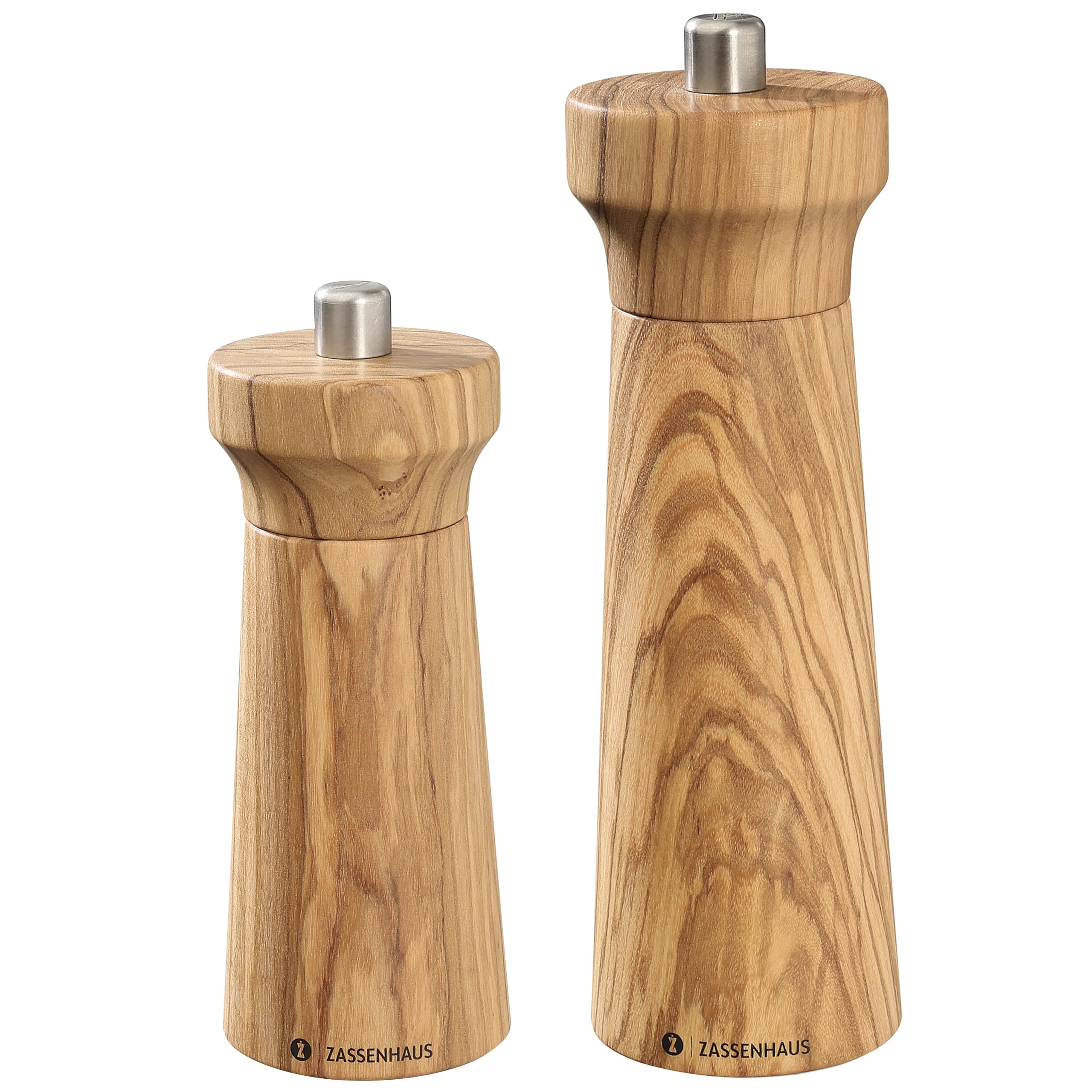 Zassenhaus Macinapepe WESTERLAND | legno d'ulivo | con meccanismo in ceramica ad alte prestazioni regolabile | Macina spezie per pepe | 14 cm, Ø 5,4 cm