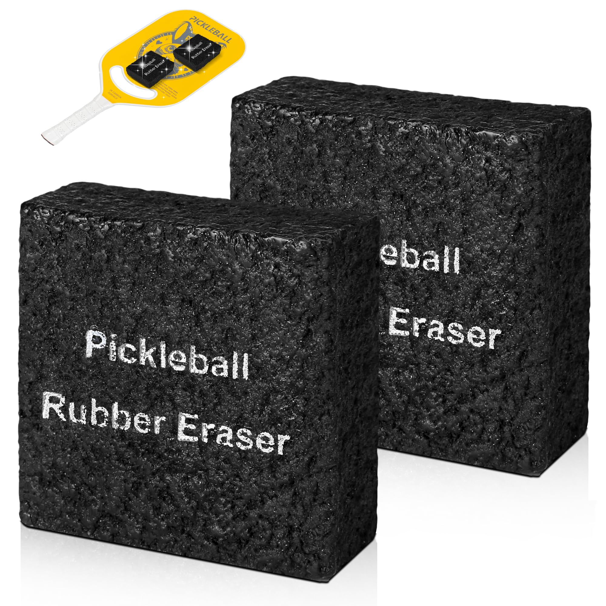 2-Pack Pickleball Paddle Cleaner, Eraser for Carbon Fiber Pickle Ball Paddle - Erase Stains And Scratches - Increase Grit Restore Spin - Safe And Easy Cleaning for Any Carbon Fiber Racquet-Black