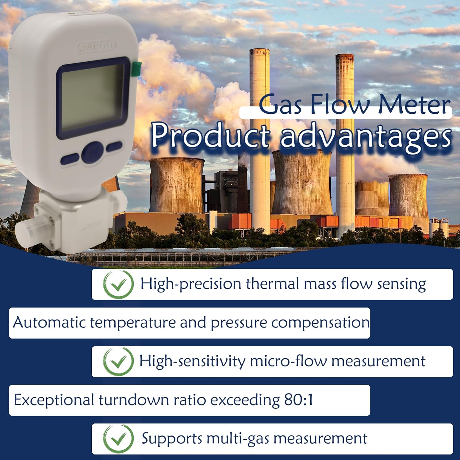 Flow Meter Gas 3/8" NPT Digital Gas Mass Flow Sensor 0-100L/m Air Flow Tester Sensor Oxygen, Nitrogen, Air Flow Tester MF5708