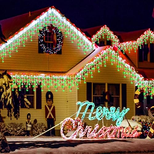 Miniatura 7 de Luces LED de carámbano de Navidad de 132 pies, 1280 pies, extralargas, 8 modos, impermeable, con 240 gotas, luces colgantes de hadas con control