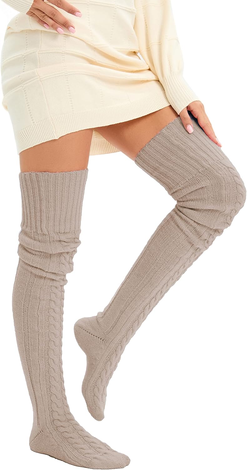 HYTENSUN Women's Thigh High Knitted Winter Boot Socks Vintage Extra Long Leg Warmer Over Knee High Stockings - Image 4