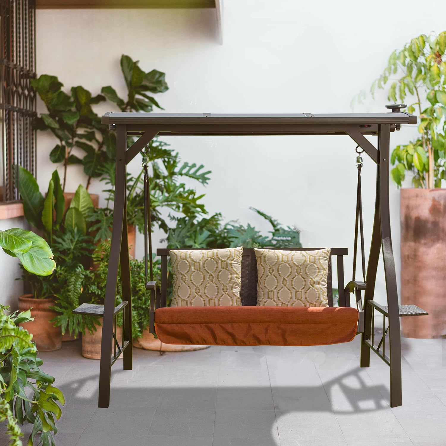 Domi Porch Outdoor Patio Swing with Adjustable Hardtop