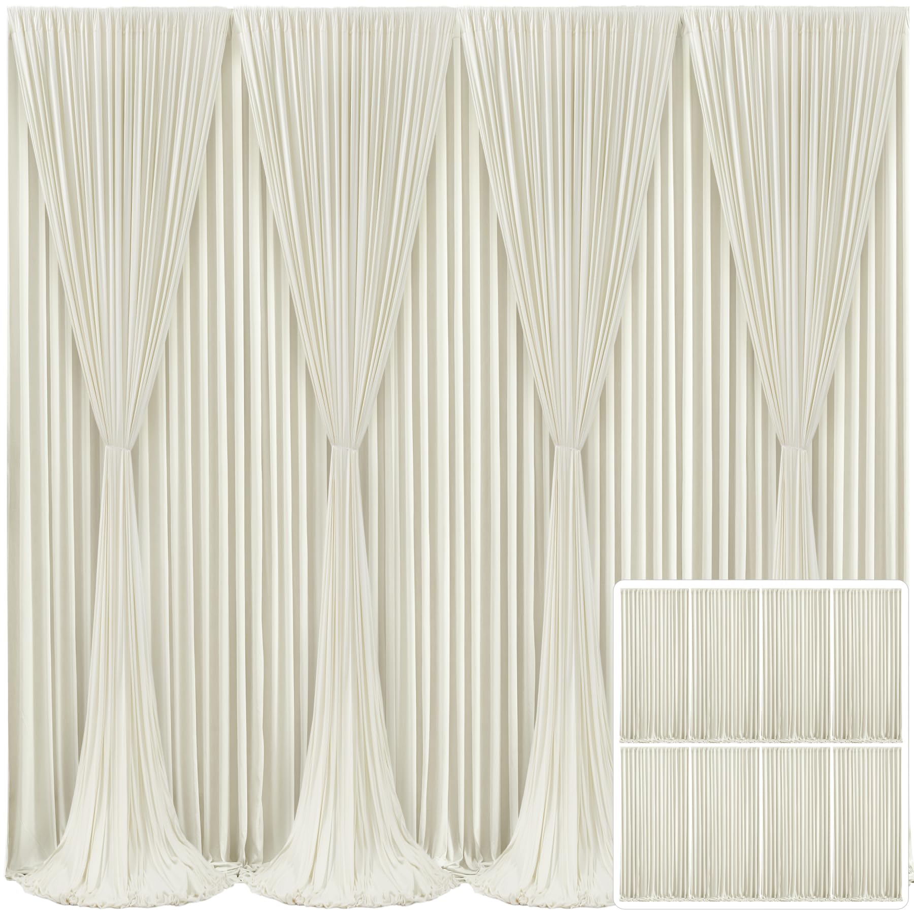 8 Panels Beige Backdrop Curtain for Wedding Parties Wrinkle Free Beige Photo Curtains Backdrop Drapes Fabric Decoration for Baby Shower Photography 40ft(W) x 10ft(H)