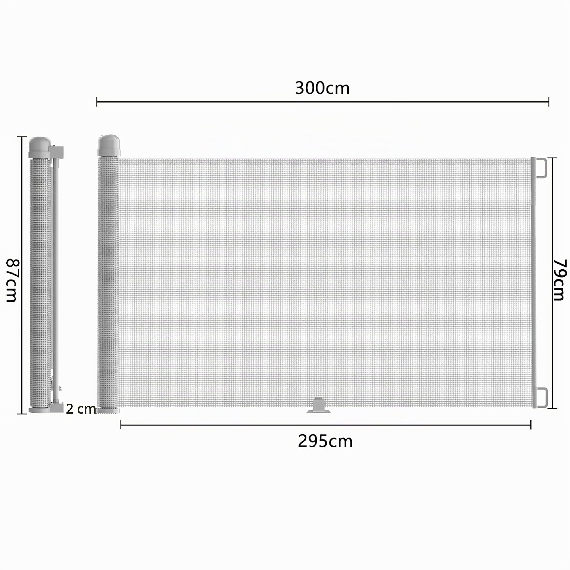Barrera protectora para escaleras, extensible, 0-300 cm, para bebés, con doble cerradura, estable, barrera para perros, retráctil, para escaleras, puertas, pasillos (gris)