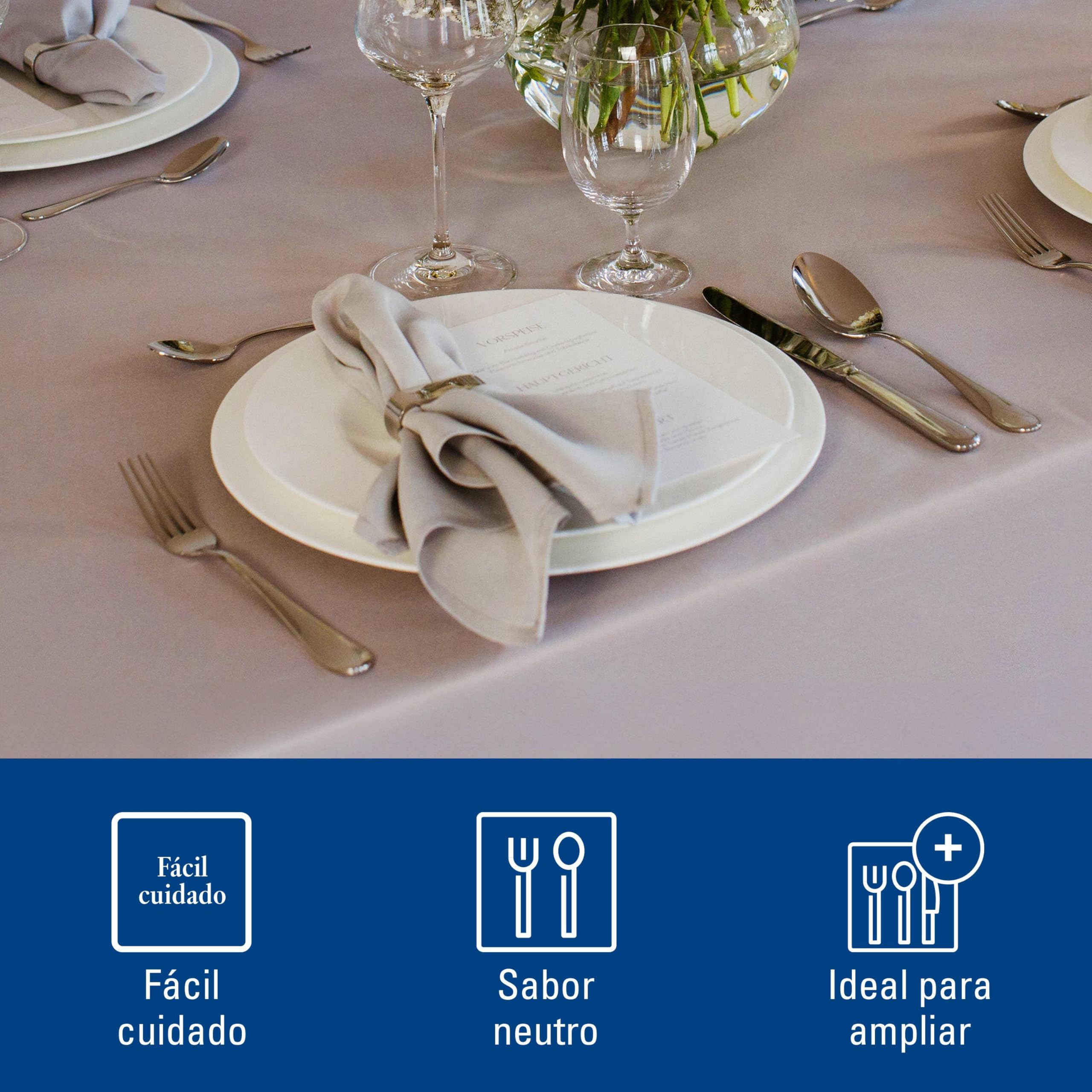 Villeroy & Boch - Oscar Set de Cubiertos, 24 Piezas Plata, Apto para Lavavajillas, Cubertería 6 Personas, Set Cubierto Platino, Acero Inoxidable