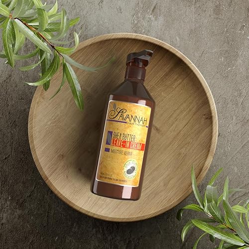 Miniatura 9 de Savannah Hair Therapy Acondicionador en crema sin enjuague para cabello seco dañado y teñido con manteca de karité, queratina y proteína de seda,