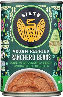 Siete Refried Ranchero Beans 16 oz - Clean Ingredients, No Hydrogenated Fats, HFCS, or Synthetic Nitrates