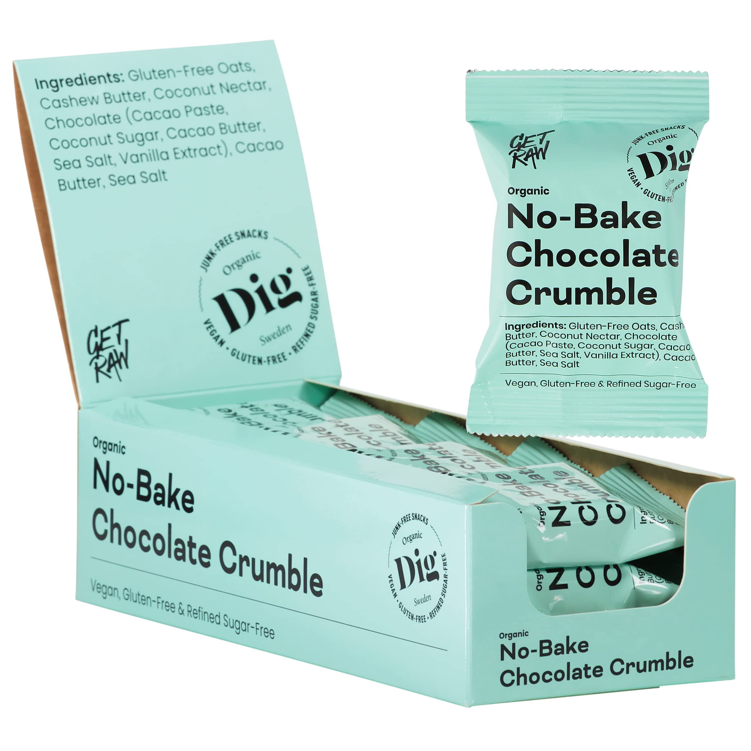 Dig Bio-Streuselkuchen Schoko – No-Bake Riegel mit Schokolade, Vegan & Glutenfrei, 12 x 35g