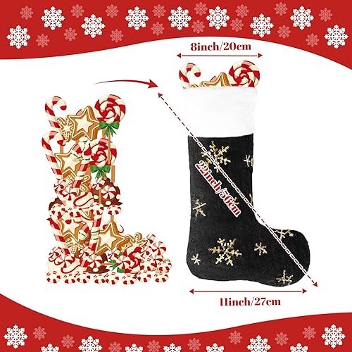 Miniatura 4 de Juego de 4 medias negras de piel sintética de Navidad personalizadas grandes de 22 pulgadas, medias colgantes de felpa negra con nombre