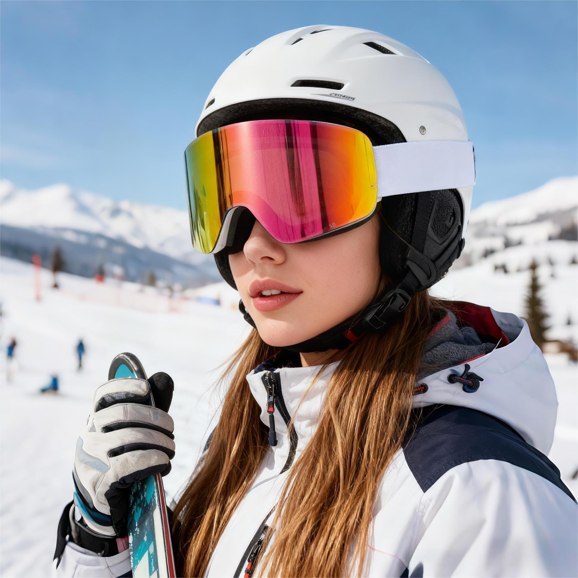 Occhiali da Sci,YH227 Maschera da Sci OTG per Unisex Anti-UV400 Anti Nebbia Antivento Antipolvere Occhiali da Neve per Ski Ciclismo Moto Sport All'aria Aperta