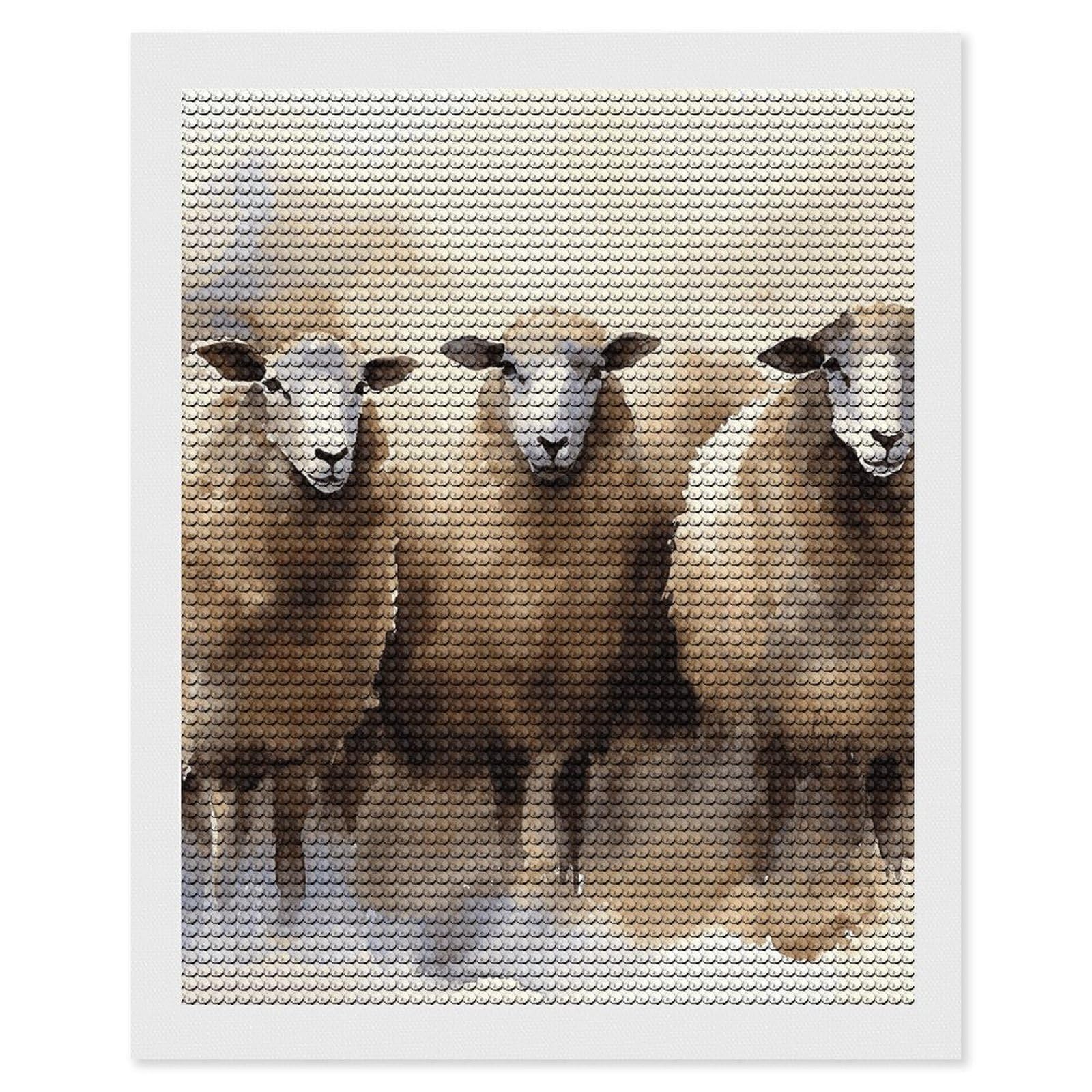 DWVTSLH Sheeps Watercolor Diamond Painting Kits for Adults, Personalized Diamond Photo Art Full Drill, DIY 5D Diamond Art Painting Kits for Beginners, Home Wall Decor 16"x20"