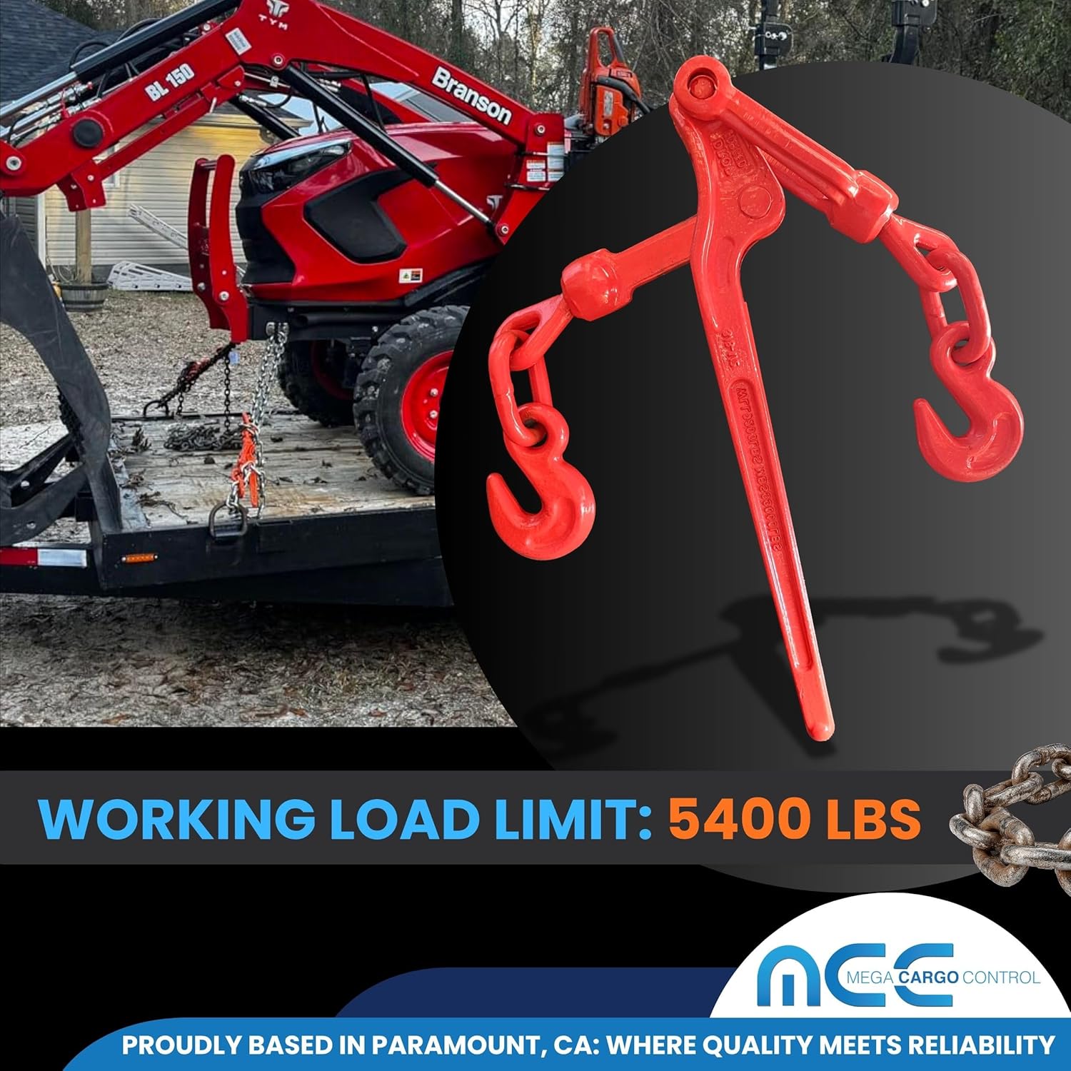Mega Cargo Control 5/16" – 3/8" 5,400 lbs Transport Snap/Lever Binder Set, Heavy Duty Anchors for Trailers, Trucks, and Industrial G70 Chains (2 Pack)