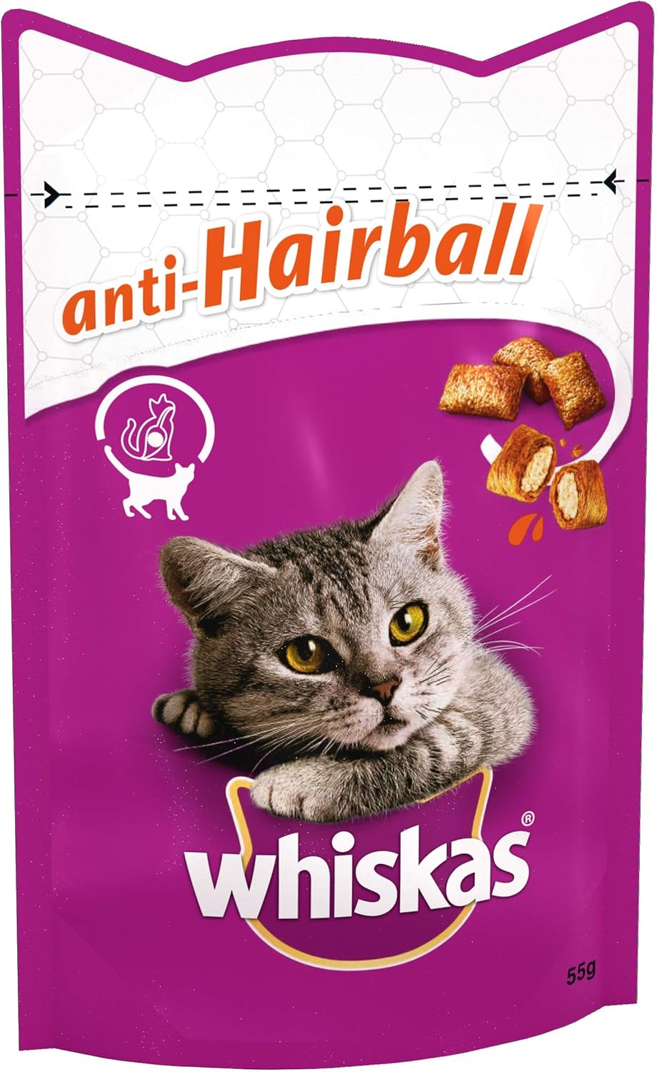 Whiskas AntiHairball Cat Treats, treats for adult cats with a special