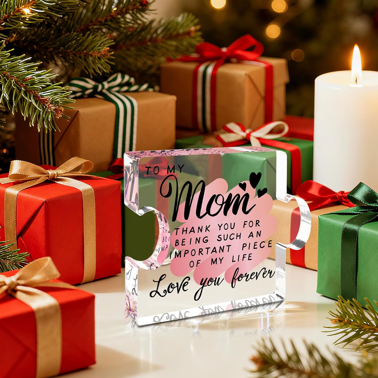 Condition photo showing New/Like New for Christmas Gifts for Mom, Mom Christmas Gifts from Daughters Son, Mom Gifts, Mom Birthday Gifts from Daughter, Gifts for Mom, Birthday Gift for Mom, Cool Mom Gift Stocking Stuffers Ideas Acrylic Present for Mothers Day Birthday Mom-pink
