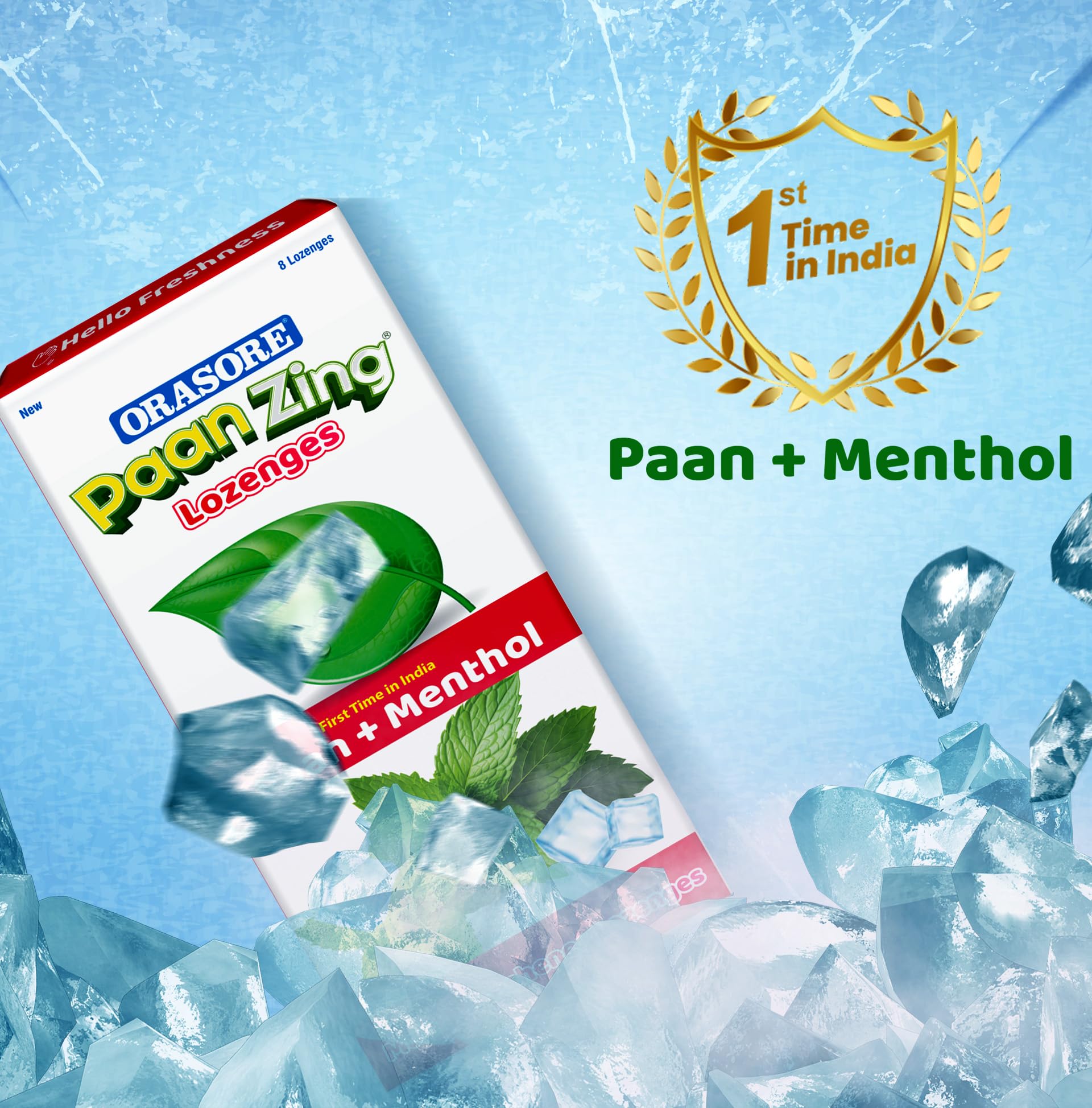 Orasore PaanZing Lozenges | First Time in India Paan + Menthol Mouth Freshener | Instant Fresh Breath | 8 Lozenges (Paan Zing, Pack of 3)
