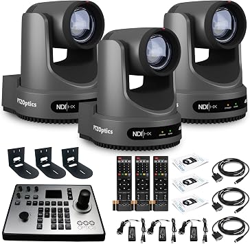 PTZOptics 3 x Move 4K SDI/HDMI/USB/IP PTZ Camera with 20x Optical Zoom Gray PT20X-4K-GY-G3 PT-Joy-G4 Joystick Controller + 3 x Universal Wall Mount Black