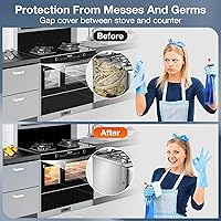 Vista 7 de 2 cubiertas para huecos para encimera de estufa de cocina, protector de huecos de acero inoxidable, kit de molduras para estufa, protectores