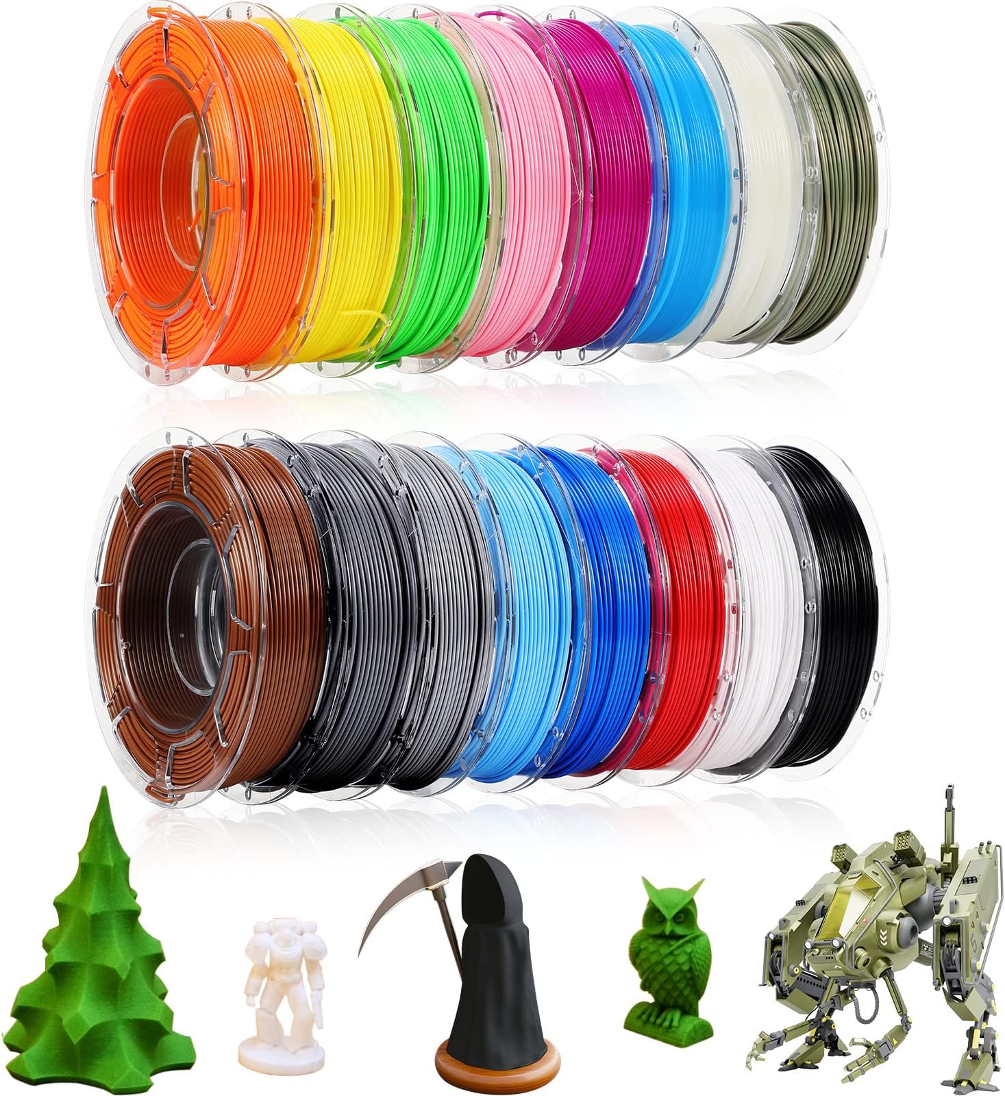 16 Colors PLA 3D Printer Filament 1.75 mm PLA 3D Printing Filament Bundle 3D Pen Filament Refills Each Roll 200 g Each Color 10 ft Smooth Printing Material for Art and Kids, 3D Pens and 3D Printers