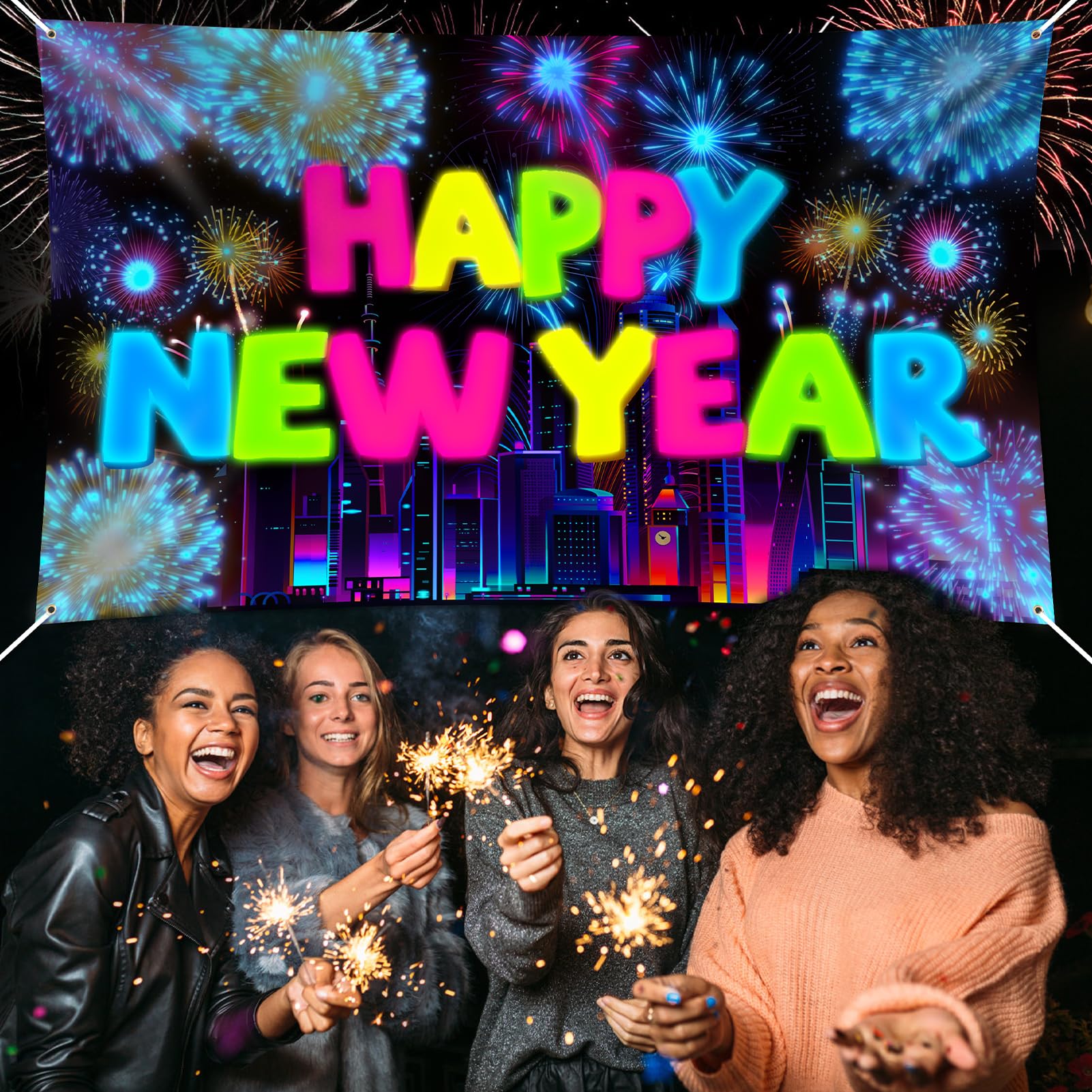 Festone Capodanno 2022 HOWAF Decorazioni Capodanno 2024 Kit Festone Di Buon  Anno Happy Scritta 2024 Capodanno, image size:1601x1601