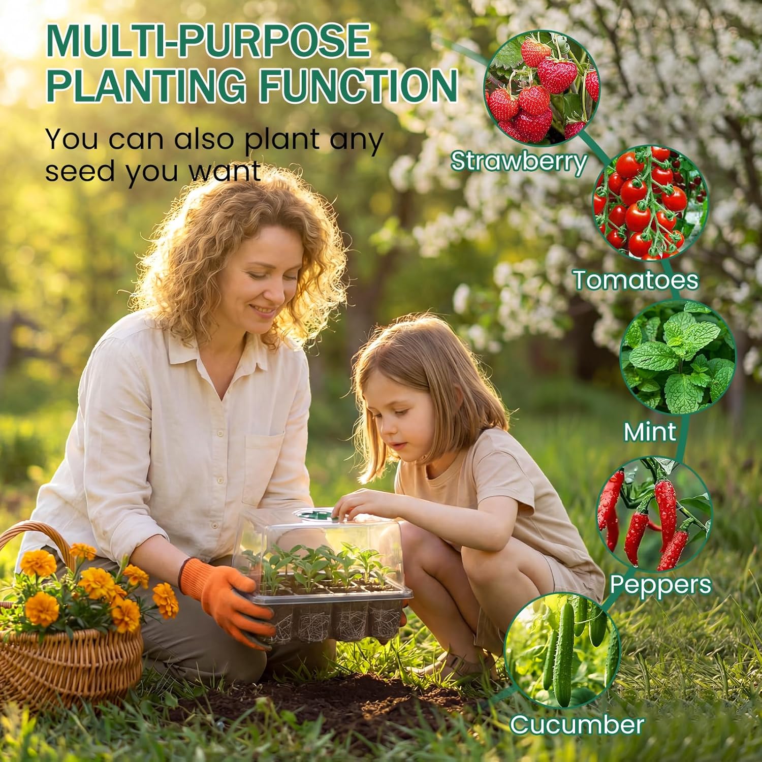 YAUNGEL Seed Starter Tray with Grow Light, 6 Pack Seed Starter Kit with Timing Controller Adjustable Brightness, Thicken Seedling Starter Trays with Humidity Domes Heightened Lids, Transparent