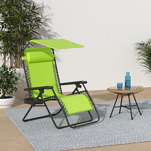 Miniatura 91 de Best Choice Products Silla reclinable plegable de gravedad cero para exteriores, de patio, para salón al aire libre, con toldo ajustable, Bandera