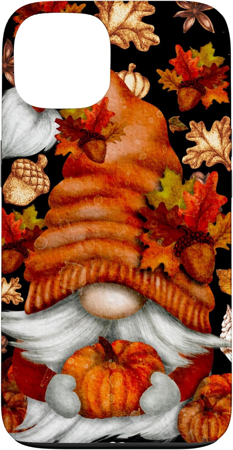 Cute Thanksgiving Pumpkin Autumn Leaves Pattern Fall Gnome Case for iPhone 12 Pro Max