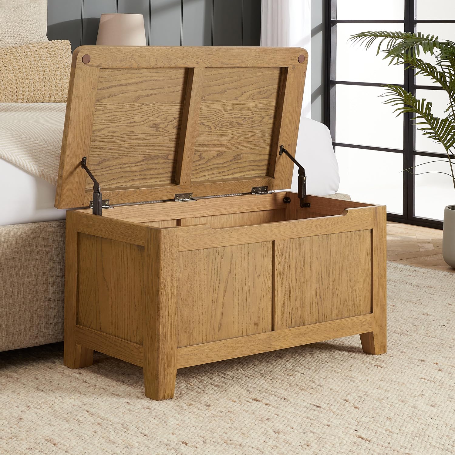 The Furniture Market Cotswold Rustic Smoked Oak Blanket Bedding Box from B&Q