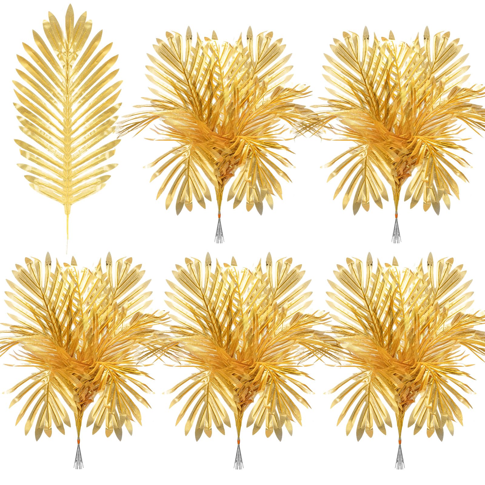 Photo 1 of Giegxin Artificial Palm Leaves (30 Pcs, Gold, 8 x 25 Inch)