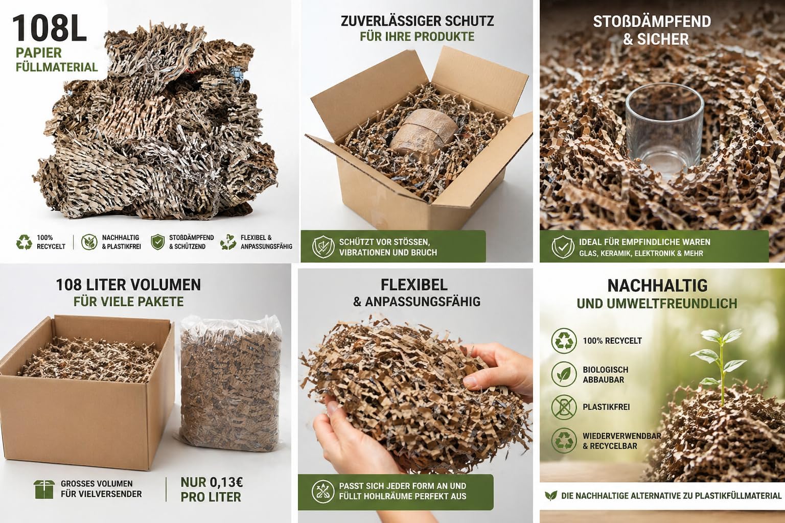 Matériau de remplissage en carton - Matériau d'emballage durable (108 l)