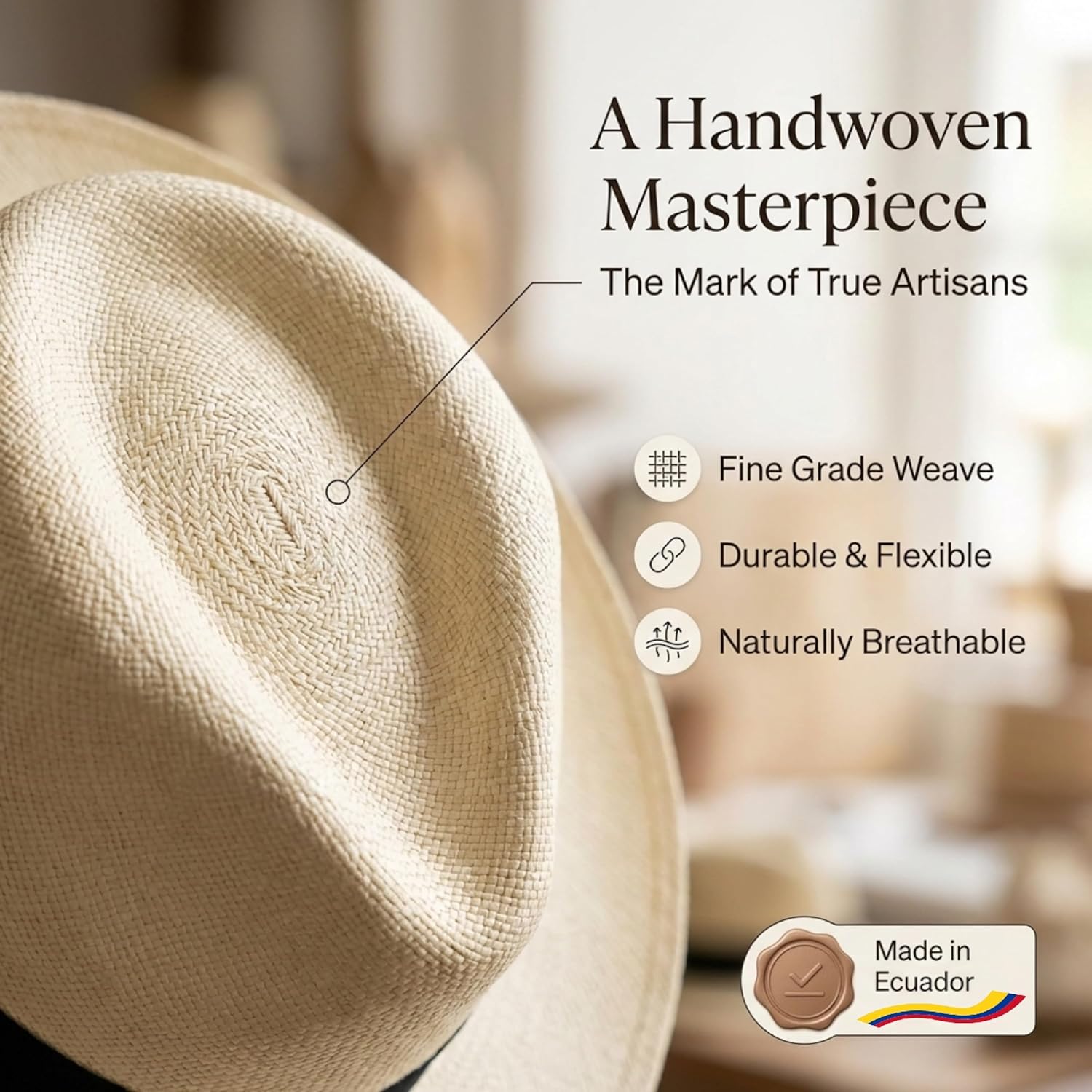Gamboa Original Panama Hat for Men and Women Fedora Straw Summer Beach Sun Hat Protection UV UPF50+